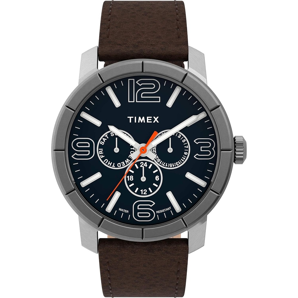 image:imageTimex Mens Mod 44 Leather Strap WatchBrownBlue Multi