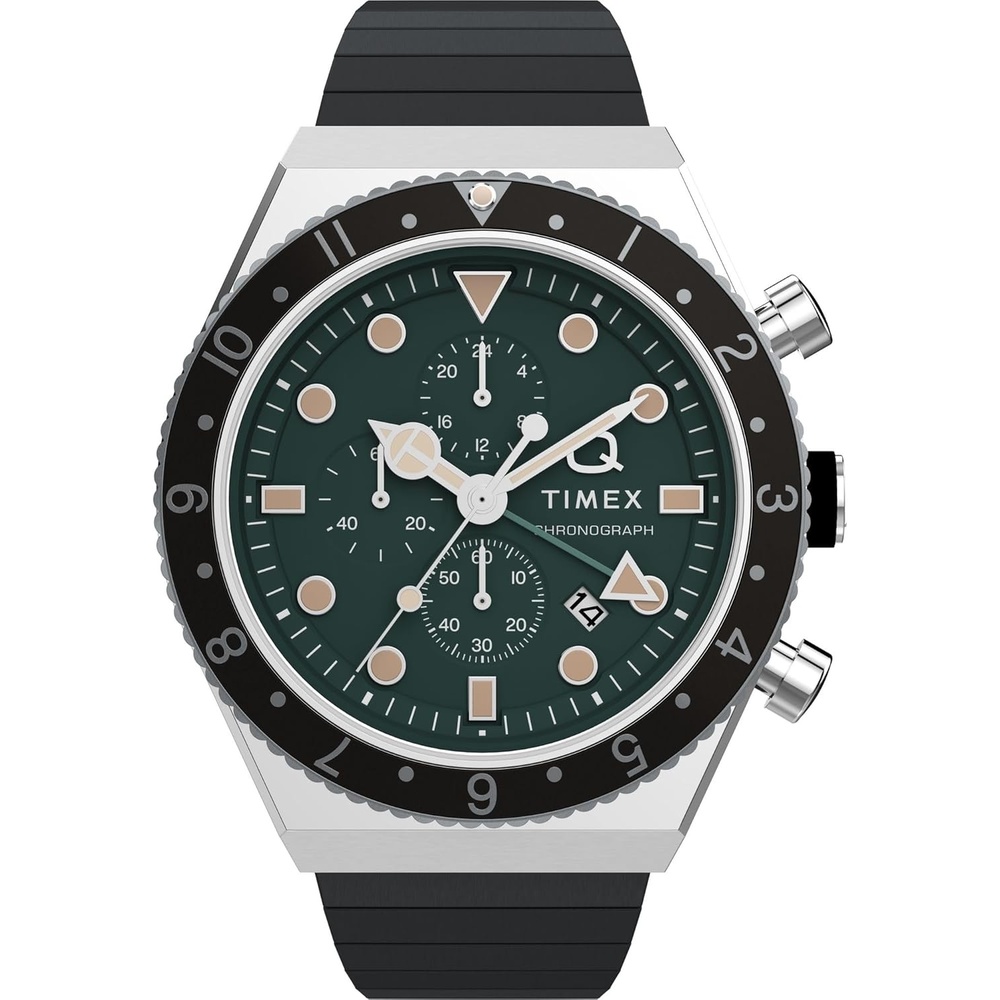 image:imageTimex Mens Q 40mm WatchBlackStainless SteelGreen