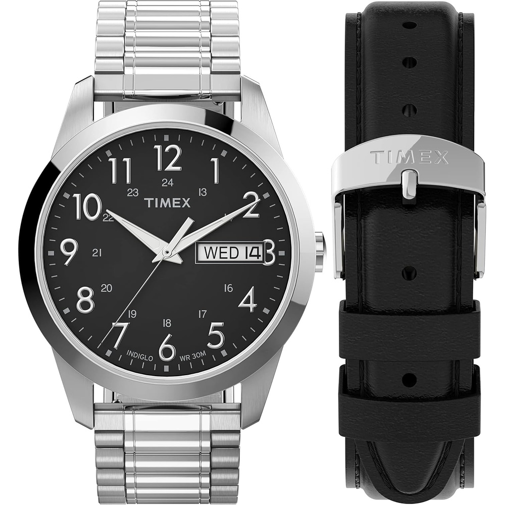 image:imageTimex Mens South Street Sport 36mm Watch Box SetSilverToneBlackSilverToneBox Set