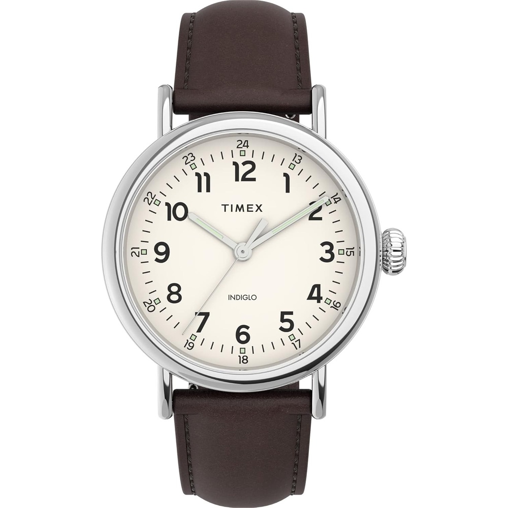 image:imageTimex Mens Standard 40mm WatchBrownCreamSilverTone