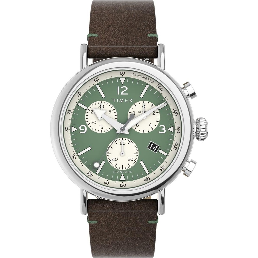 image:imageTimex Mens Standard Chronograph 41mm WatchBrownGreen