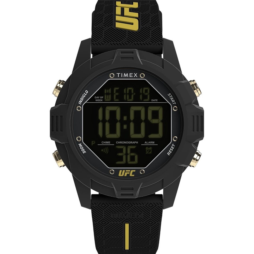 image:imageTimex Mens UFC Brawler 43mm Watch  Black Strap Digital Dial Black CaseBlackBlackDigitalYellow