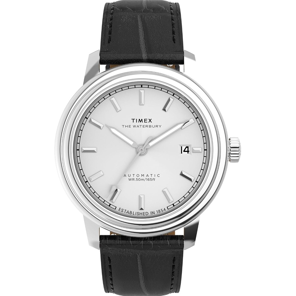 image:imageTimex Mens Waterbury Metropolitan 41mm WatchBlackStainless SteelSilverTone