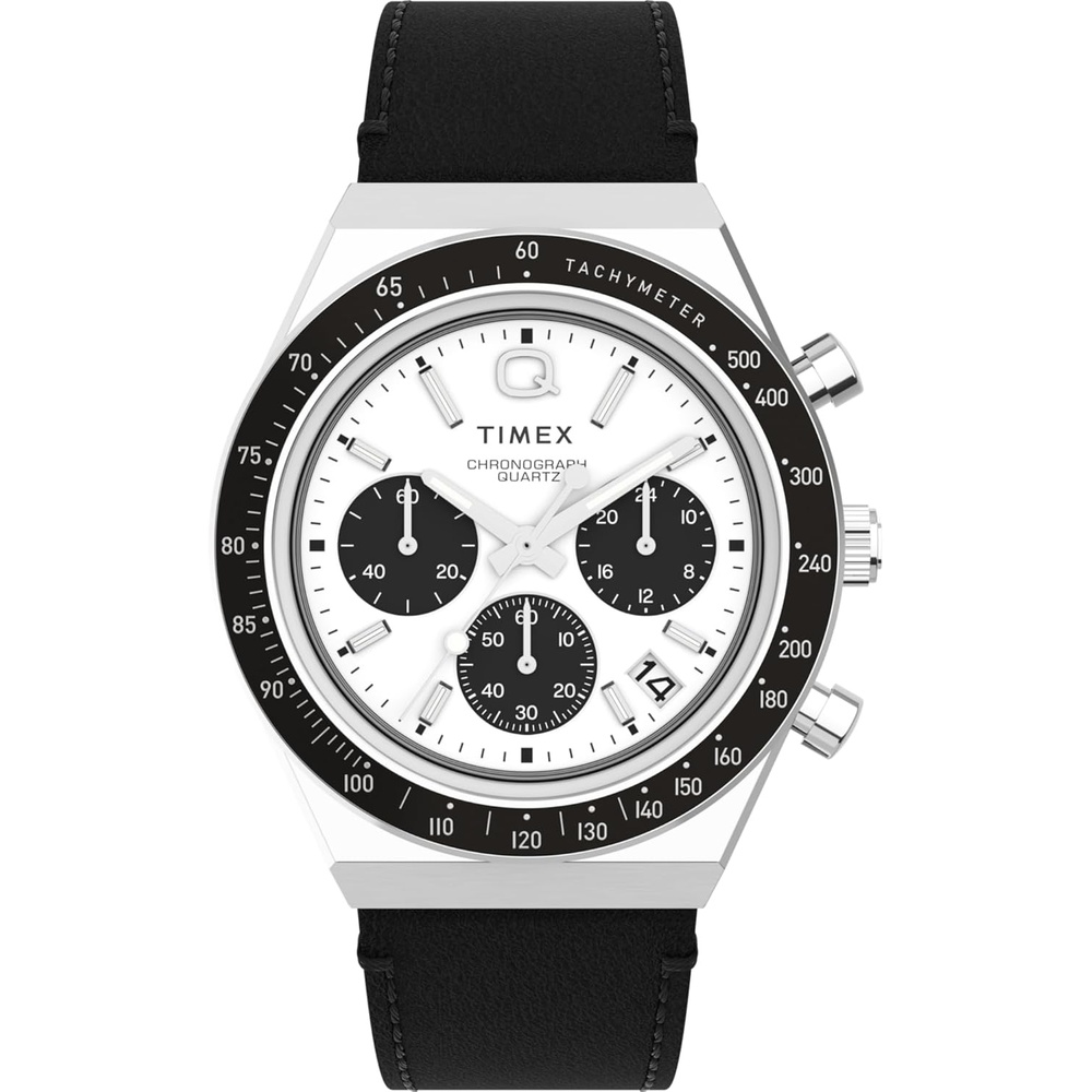 image:imageTimex Q Mens 40mm WatchBlackWhiteStainless Steel
