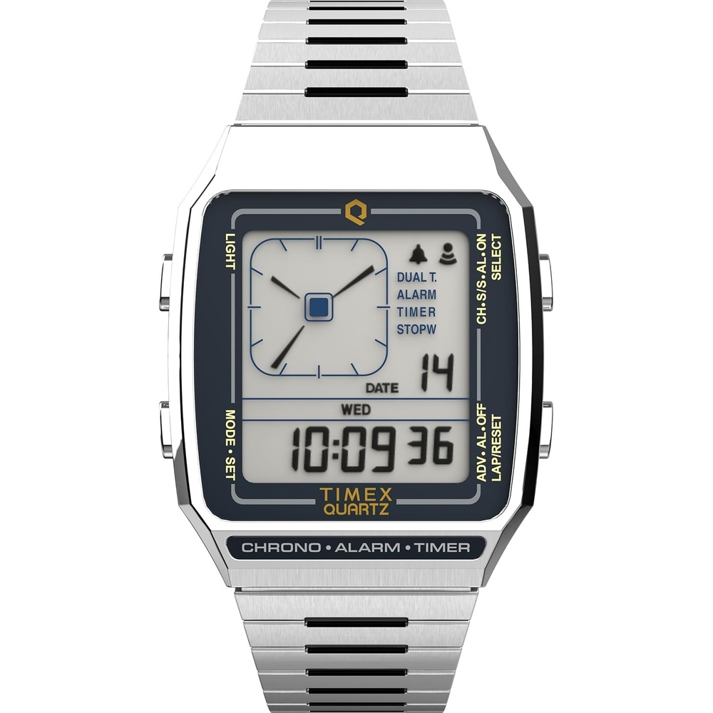 image:imageTimex Q Reissue Digital LCA 325mm Watch SilverTone Stainless Steel Case amp Bracelet