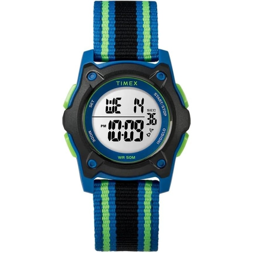 image:imageTimex TIME Machines 29mm Elastic Fabric Kids WatchBlueBlackGreen