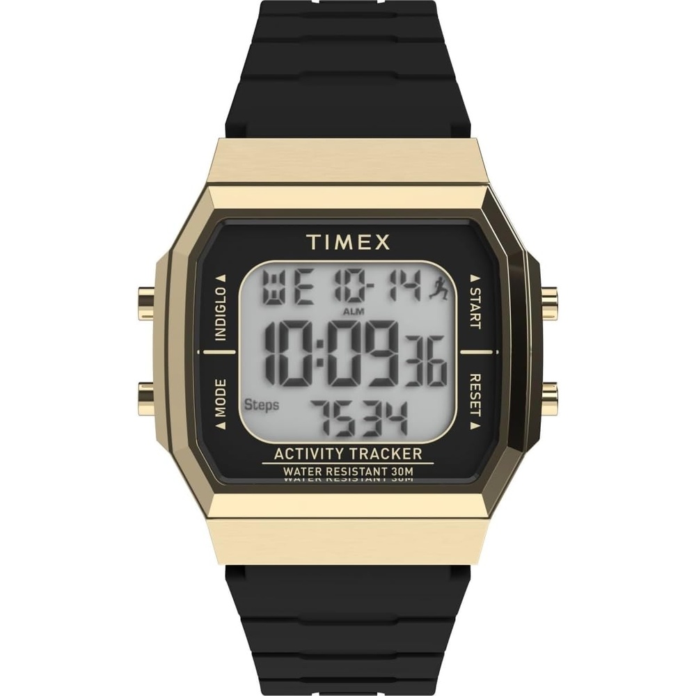 image:imageTimex Unisex Activity Tracker 40mm Watch  BlackStrap Digital Dial GoldTone CaseGreen