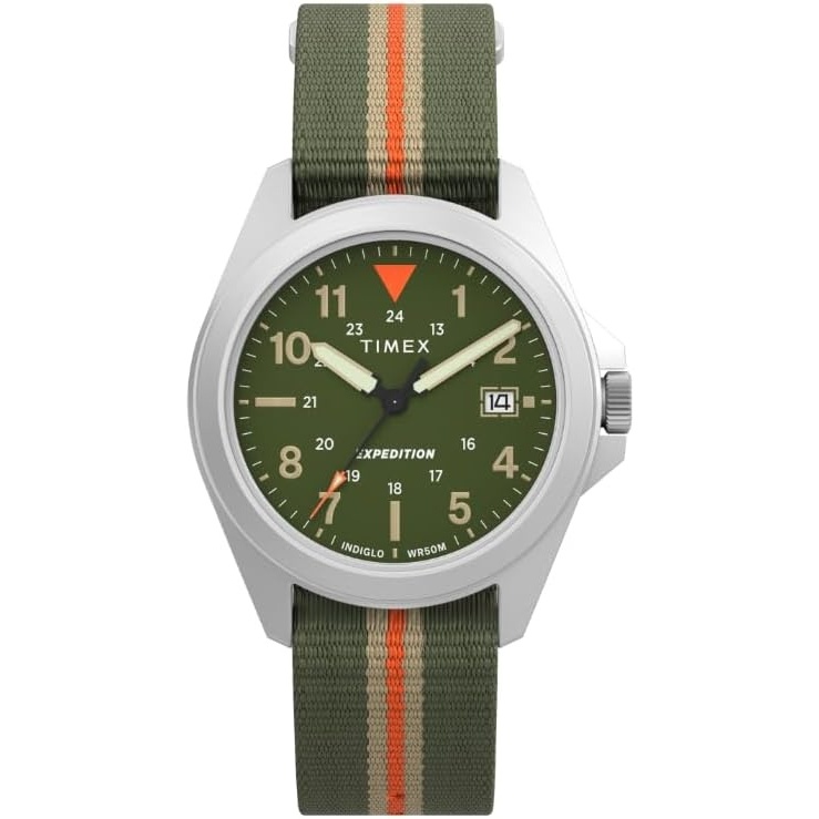 image:imageTimex Unisex Expedition Field 36mm Watch  Green Strap Dial SilverTone CaseGreenSilverToneGreen
