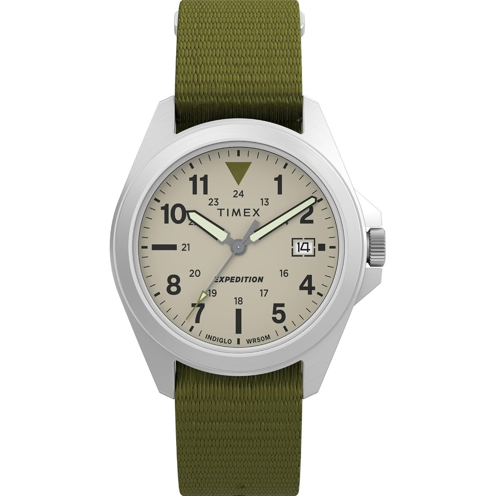 image:imageTimex Unisex Expedition Field 36mm Watch Green Strap Dial SilverTone CaseGreenSilverToneNatural