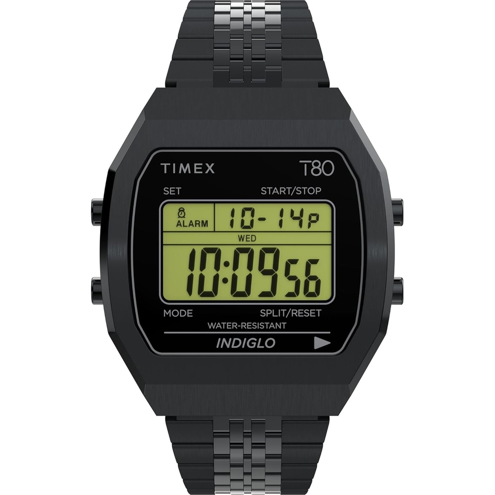 image:imageTimex Unisex T80 Steel 36mm WatchBlackStainless SteelDigital