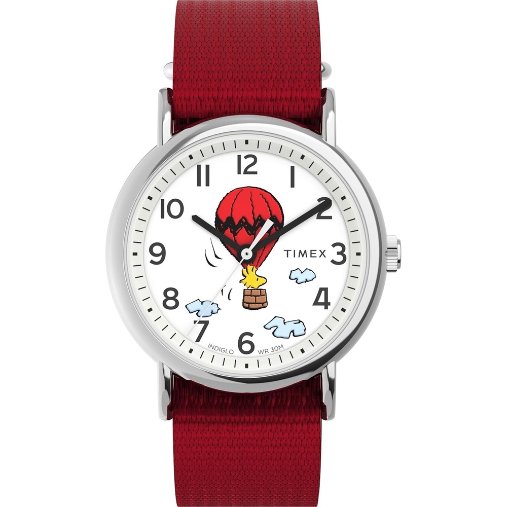 image:imageTimex Unisex Weekender 38mm WatchRedSilverToneWhiteBalloon
