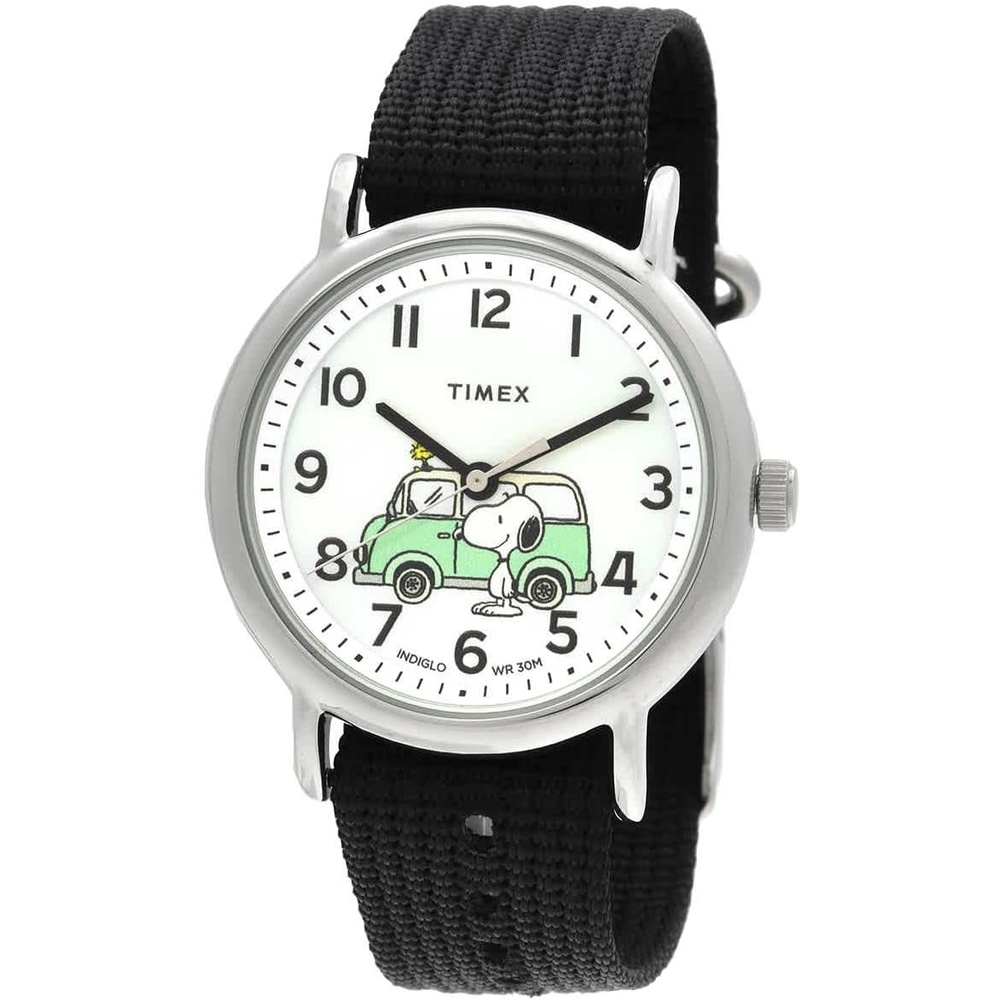 image:imageTimex Unisex Weekender 38mm WatchRedSilverToneWhiteSnoopy