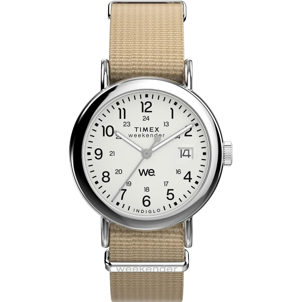 image:imageTimex Unisex Weekender 38mm WatchTanSilverToneWhite