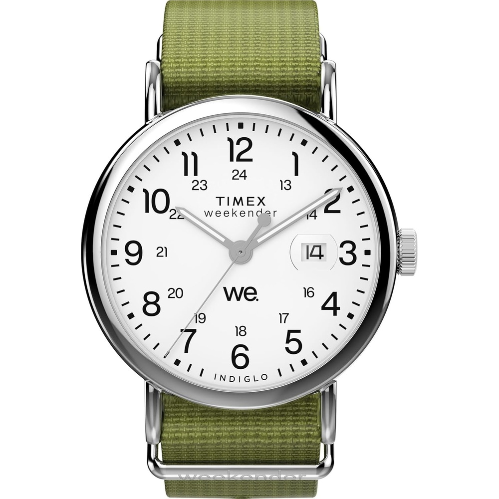 image:imageTimex Unisex Weekender 40mmGreenSilverToneWhite