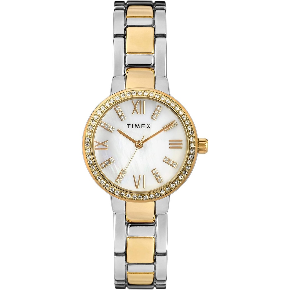 image:imageTimex Womens Dress Analog 30mm Bracelet Watch with Swarovski CrystalsTwoToneMOP