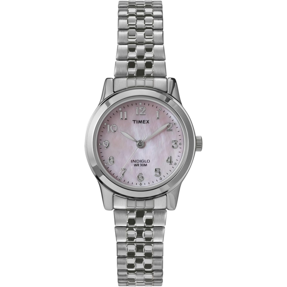 image:imageTimex Womens Main Street 25mm Watch SilverTone Expansion Band Mother of Pearl Dial SilverTone CaseSilverToneMother of PearlSilverTone
