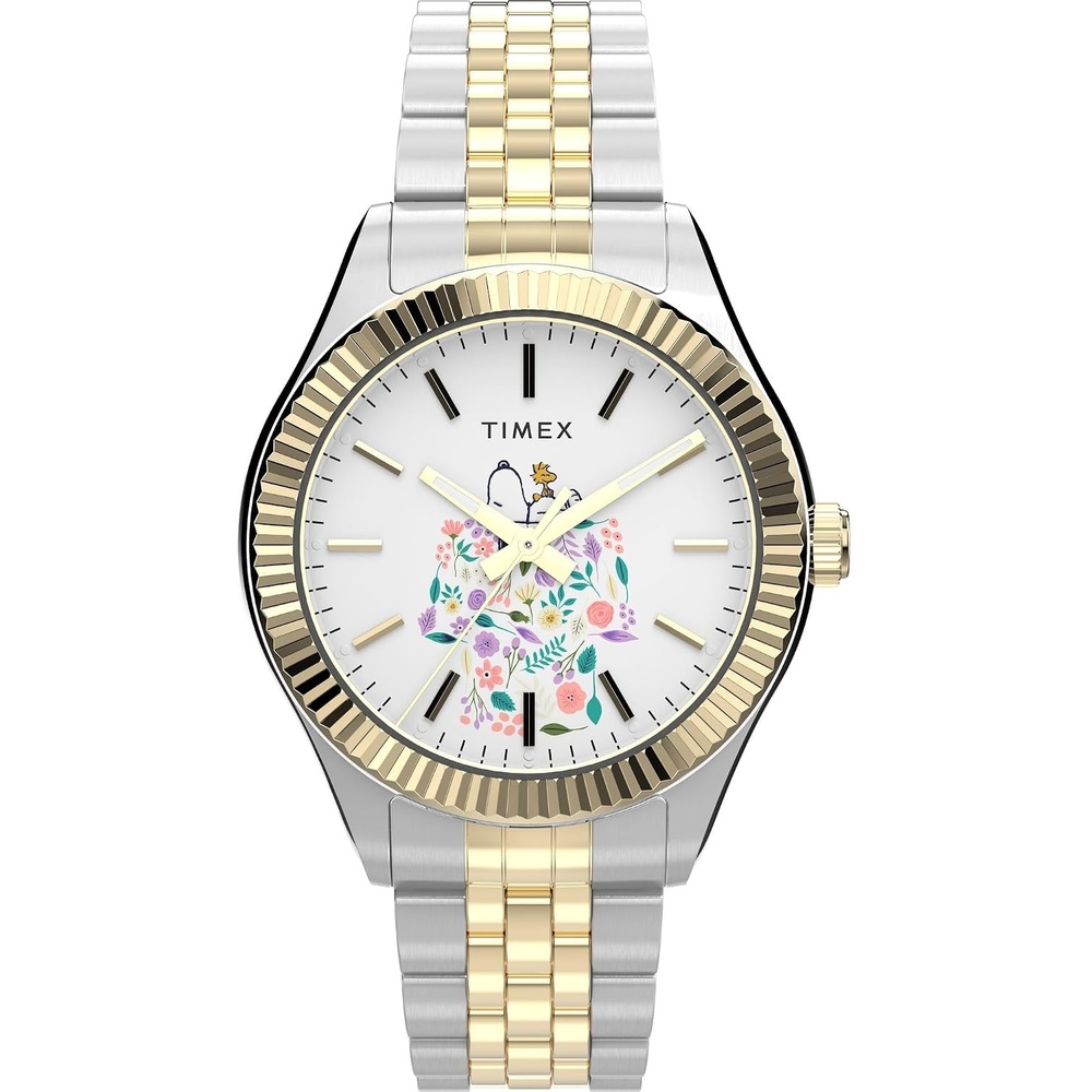 image:imageTimex Womens Peanuts Legacy 34mm Watch TwoTone Bracelet White Dial TwoTone Case