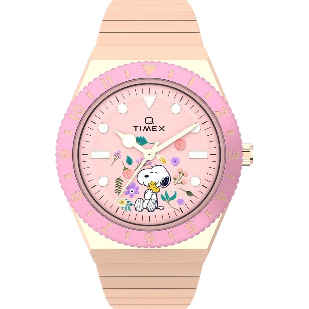 image:imageTimex Womens Peanuts Q 36mm Watch Rose GoldTone Expansion Band Pink Dial Rose GoldTone Case