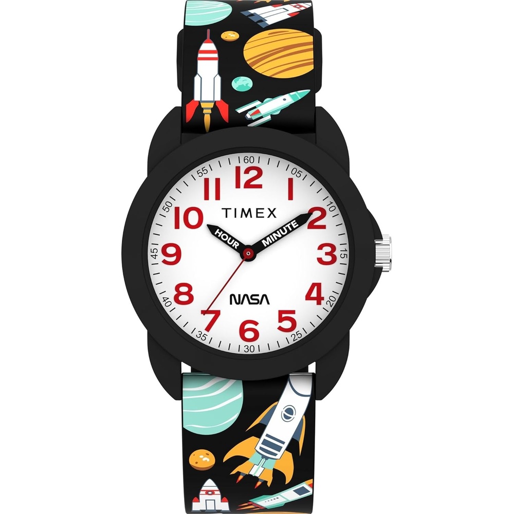 image:imageTimex Youth Kids Time Teacher 30mm Watch  Black Strap White Dial Black Case