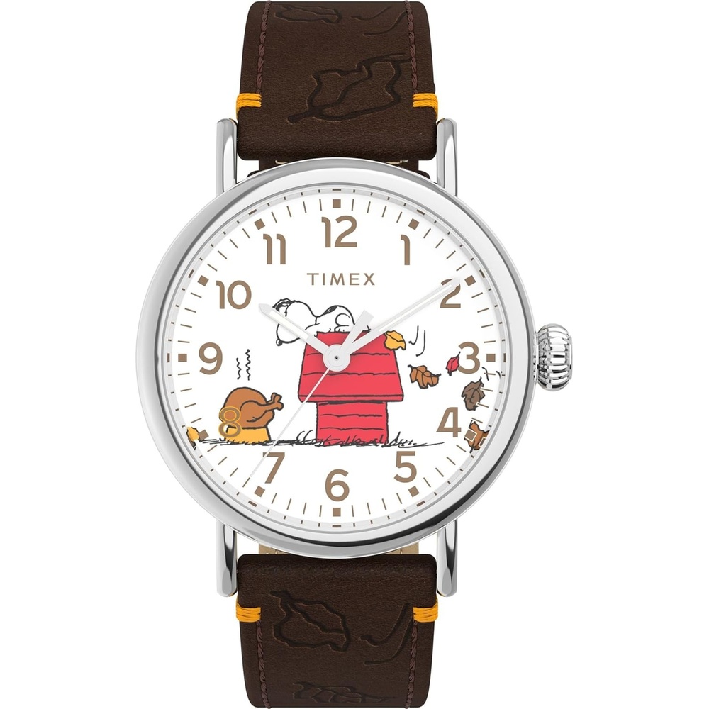 image:imageTimex x Peanuts Unisex Waterbury Standard 40mm WatchBrownSilverToneWhite