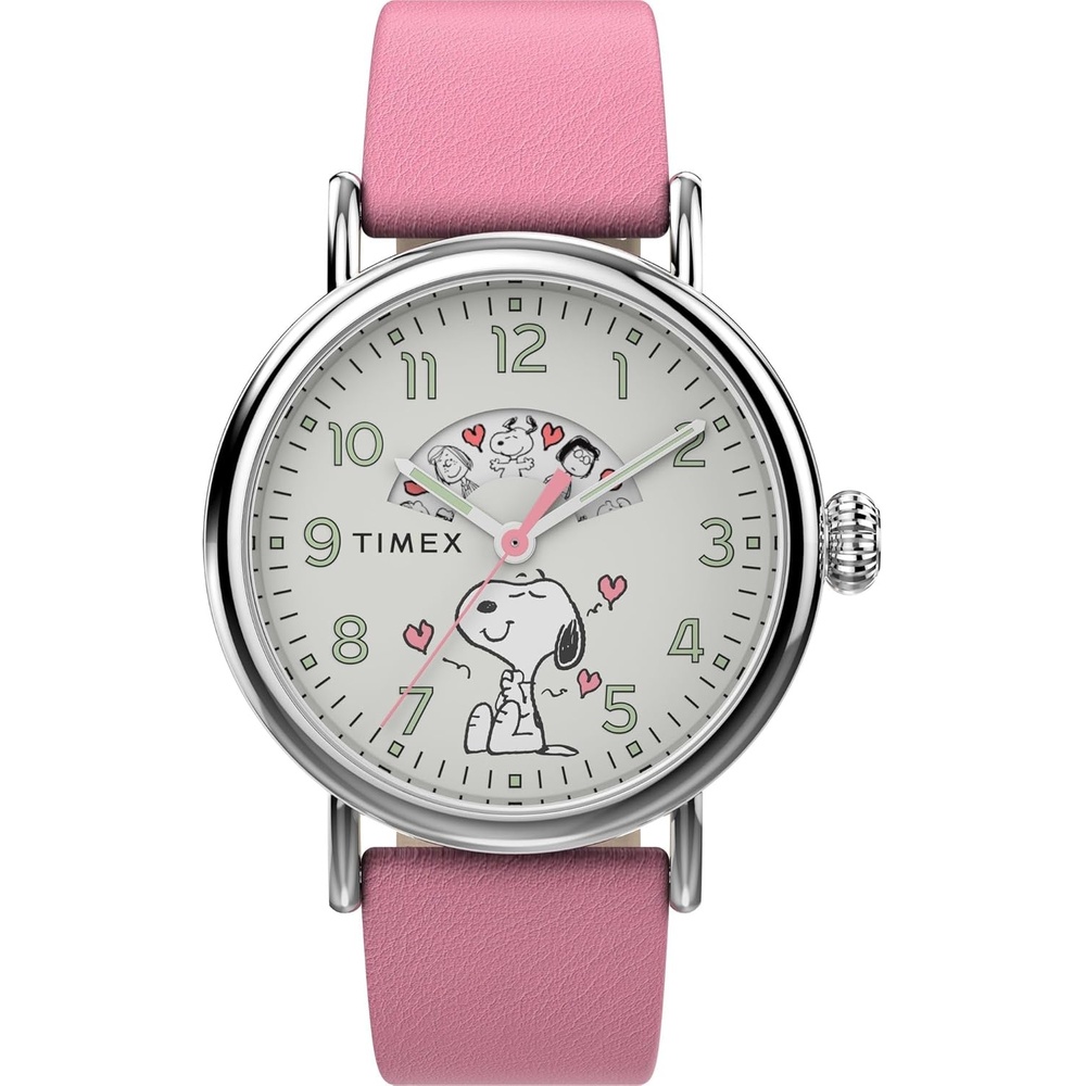 image:imageTimex x Peanuts Unisex Waterbury Standard 40mm WatchPinkSilverToneWhite