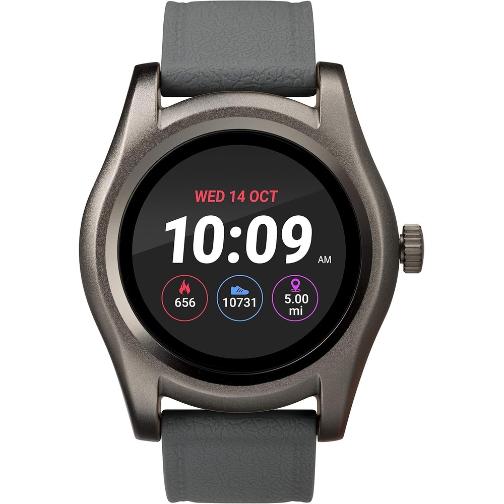 image:imageiConnect by Timex Classic Round Touchscreen Smartwatch with Heart Rate Notifications and TwoWay Bluetooth CallingGrayGunmetal