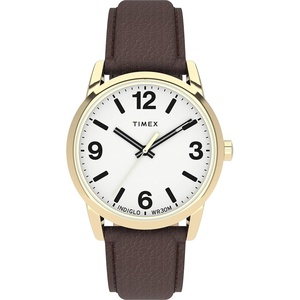 Timex Easy Reader Leather Strap 38mm Watch(Brown/Gold-Tone)
