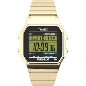 Timex Men’s Classic Digital 34mm Watch(Gold-Tone/Digital Green/Gold-Tone)