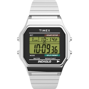 Timex Men’s Classic Digital 34mm Watch(Stainless Steel/Digital Silver/Silver-Tone)