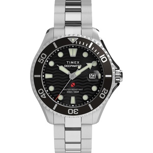 Timex Men’s Deep Water Meridian 44mm Watch(Stainless Steel/Stainless Steel/Black)