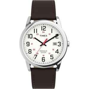 Timex Men’s Easy Reader Watch 38mm(Brown/Silver-Tone/White/38mm)