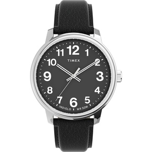 Timex Men’s Easy Reader Watch(Black/Silver-Tone/Black/43mm)