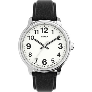 Timex Men’s Easy Reader Watch(Black/Silver-Tone/White/43mm)