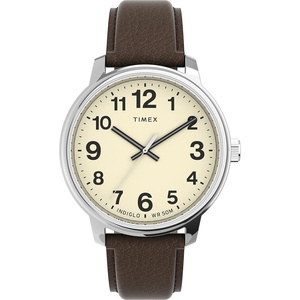 Timex Men’s Easy Reader Watch(Brown/Silver-Tone/Cream/43mm)