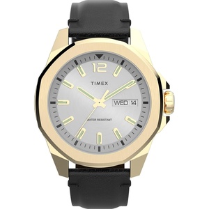 Timex Men’s Essex 46mm Watch – Black Strap Black Dial Silver-Tone Case(Black/White/Gold-Tone)
