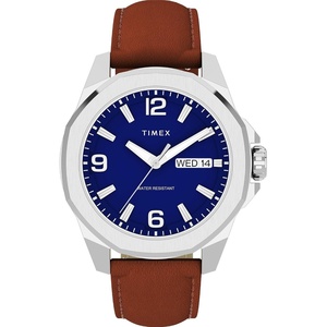 Timex Men’s Essex 46mm Watch(Brown/Silver-Tone/Blue)
