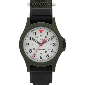 Timex Men’s Expedition Acadia 40mm Watch – Black Fastwrap Cream Dial Green Case