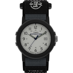Timex Men’s Expedition Camper Nylon/Leather Strap Watch(Black/White/Black)