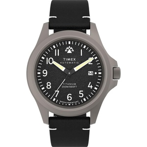 Timex Men’s Expedition North Titanium Automatic 41mm Watch – Black Strap Black Dial Titanium Case