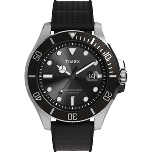 Timex Men’s Harborside 42mm Watch(Black/IP Steel/Black)