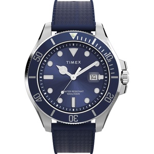 Timex Men’s Harborside 42mm Watch(Black/Silver-Tone/Blue)
