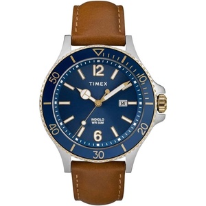 Timex Men’s Harborside 42mm Watch(Tan/Blue/Silver-Tone)
