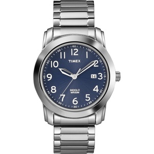 Timex Men’s Highland Street Stainless Steel Expansion Band Watch(Silver-Tone/Blue)