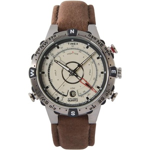 Timex Men’s Intelligent Quartz® Tide Temp Compass 45mm Watch(Brown/Natural/Silver)