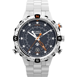 Timex Men’s Intelligent Quartz® Tide Temp Compass 45mm Watch(Stainless Steel/Stainless Steel/Blue)