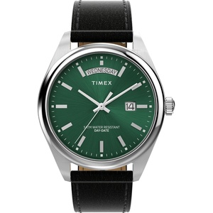 Timex Men’s Legacy 41mm Watch – Stainless Steel Bracelet Dial Stainless Steel Case(Black/Stainless Steel/Green)