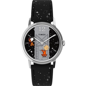 Timex Men’s Peanuts Marlin 34mm Watch(Black/Stainless Steel/Black)