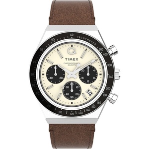 Timex Men’s Q 40mm Watch(Brown/White/Silver)