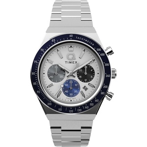 Timex Men’s Q 40mm Watch(Silver-Tone/Silver-Tone/White)