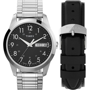 Timex Men’s South Street Sport 36mm Watch Box Set(Silver-Tone/Black/Silver-Tone/Box Set)